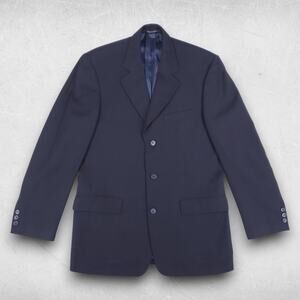 Joseph & Feiss Blazer Men 39R Dk Navy 100% Wool Notched Lapel Single Breasted